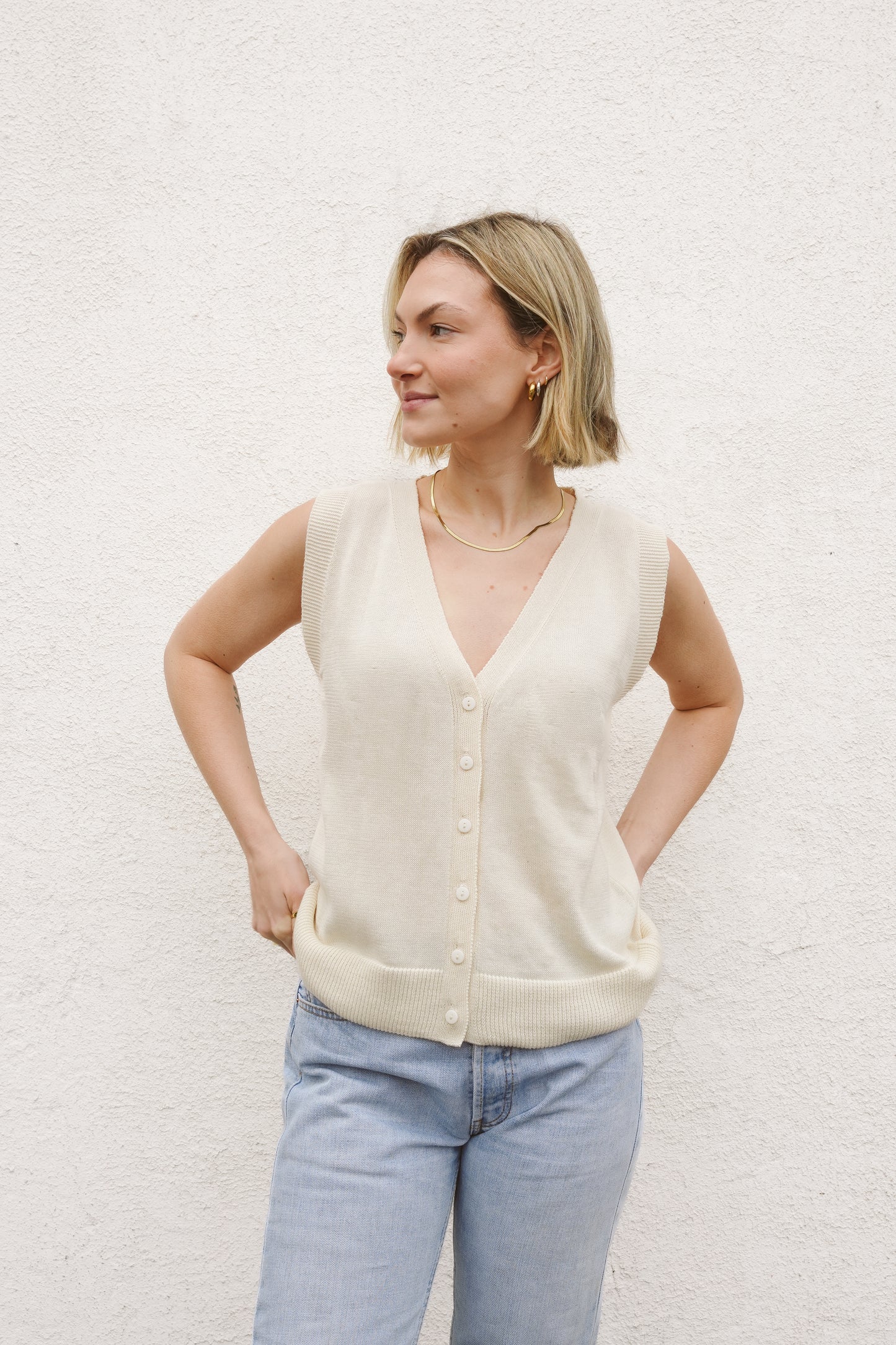 Cotton waistcoat ecru
