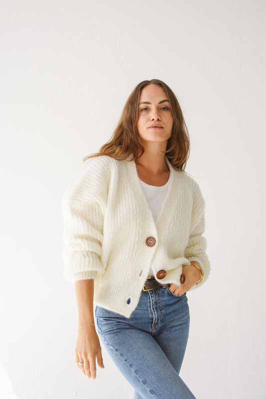 Mohair cardigan ecru