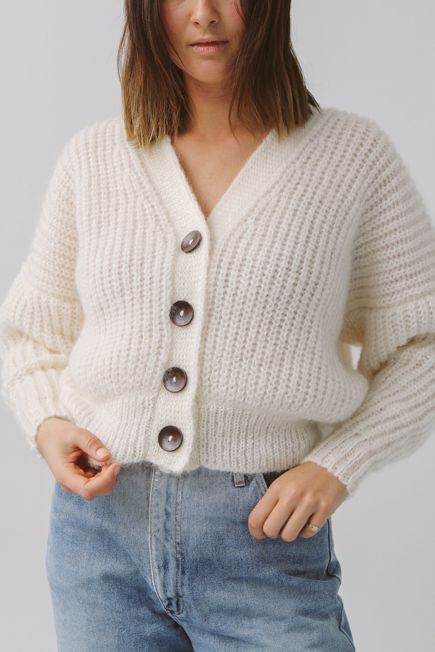 Mohair cardigan ecru